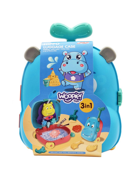 WOOPIE Zestaw do Piasku 3w1 Walizka Hipopotam + Zabawka Wodna