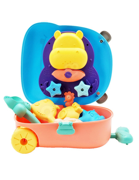 WOOPIE Zestaw do Piasku 3w1 Walizka Hipopotam + Zabawka Wodna