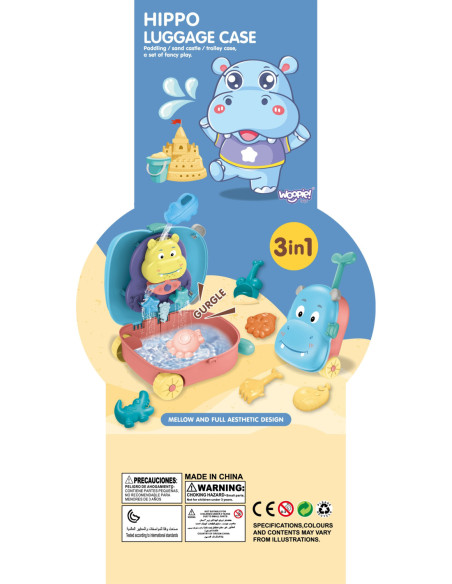 WOOPIE Zestaw do Piasku 3w1 Walizka Hipopotam + Zabawka Wodna