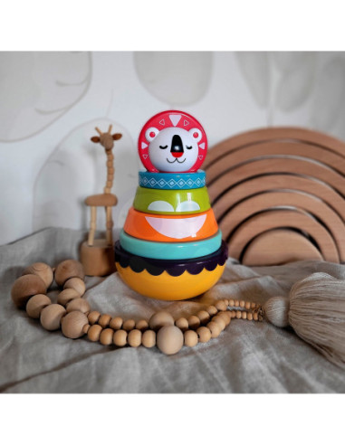 WOOPIE Zabawka Sensoryczna Układanka Piramidka dla Niemowląt 6 el.