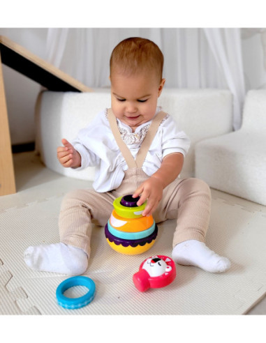 WOOPIE Zabawka Sensoryczna Układanka Piramidka dla Niemowląt 6 el.