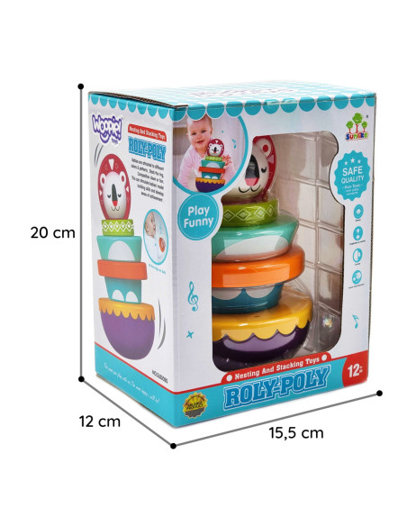 WOOPIE Zabawka Sensoryczna Układanka Piramidka dla Niemowląt 6 el.