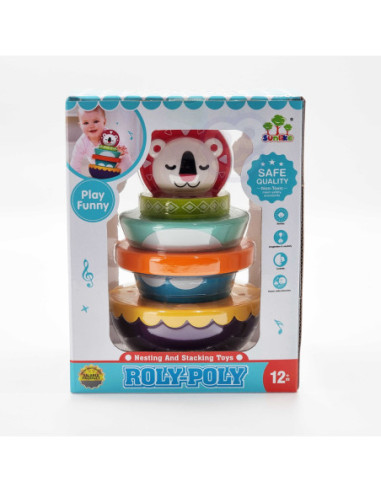 WOOPIE Zabawka Sensoryczna Układanka Piramidka dla Niemowląt 6 el.