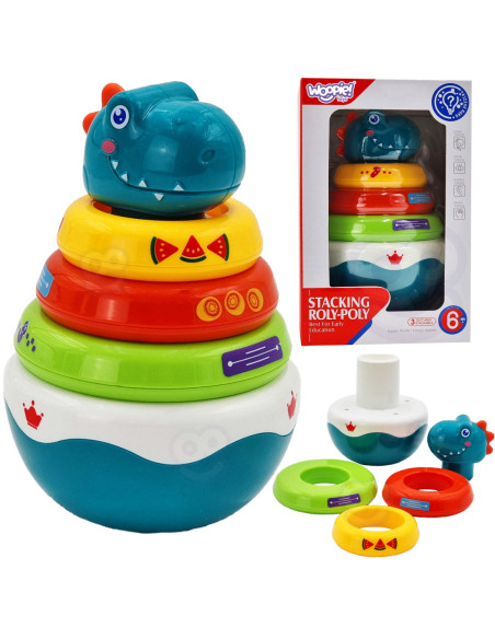 WOOPIE Zabawka Sensoryczna Dino Układanka Piramidka dla Niemowląt