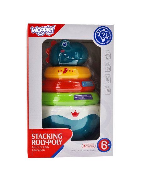 WOOPIE Zabawka Sensoryczna Dino Układanka Piramidka dla Niemowląt