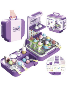 WOOPIE Walizka z Lodami 3w1 Kuchnia Sklepik Lodziarnia Przenośna 62 el.