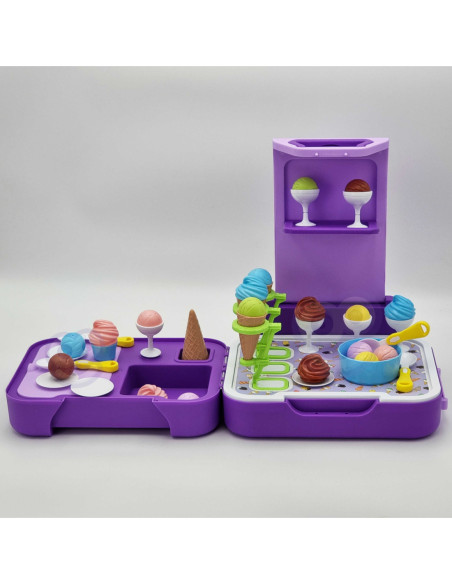 WOOPIE Walizka z Lodami 3w1 Kuchnia Sklepik Lodziarnia Przenośna 62 el.