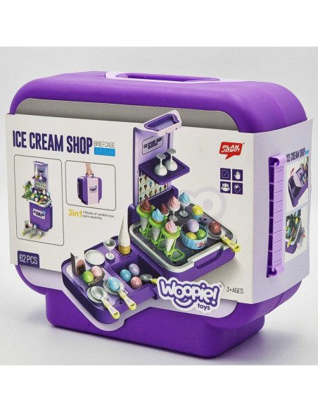 WOOPIE Walizka z Lodami 3w1 Kuchnia Sklepik Lodziarnia Przenośna 62 el.
