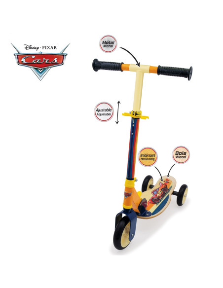 SMOBY Hulajnoga Trójkołowa Cars Auta Drewniana