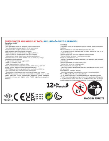 WOOPIE Piaskownica Żółw z Przykryciem 2w1 Basen Wodny