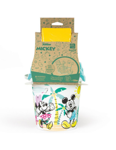 SMOBY Green Wiaderko Myszka Miki Minnie z akcesoriami do piasku i konewką z bioplastiku