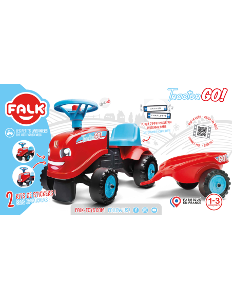 FALK Traktorek GO Czerwony z Przyczepką od 1 roku