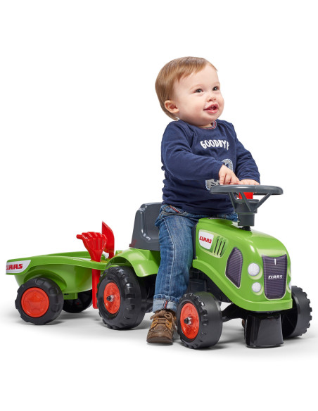 FALK Traktorek Baby Claas Zielony z Przyczepką + akc. od 1 roku