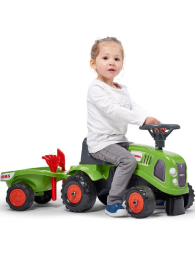 FALK Traktorek Baby Claas Zielony z Przyczepką + akc. od 1 roku