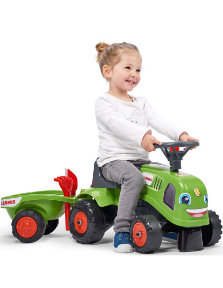 FALK Traktorek Baby Claas Zielony z Przyczepką + akc. od 1 roku
