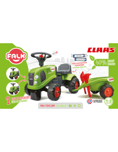 FALK Traktorek Baby Claas Zielony z Przyczepką + akc. od 1 roku