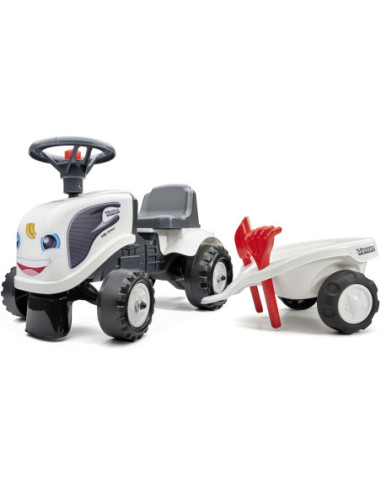 FALK Traktorek Baby Valtra Biały z Przyczepką + akc. od 1 roku