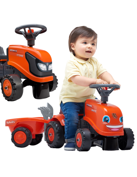 FALK Traktorek Baby Valtra Biały z Przyczepką + akc. od 1 roku