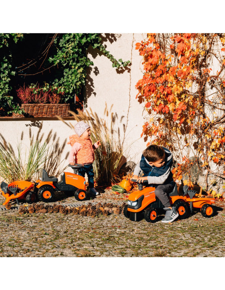 FALK Traktorek Baby Valtra Biały z Przyczepką + akc. od 1 roku