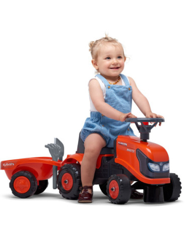 FALK Traktorek Baby Valtra Biały z Przyczepką + akc. od 1 roku