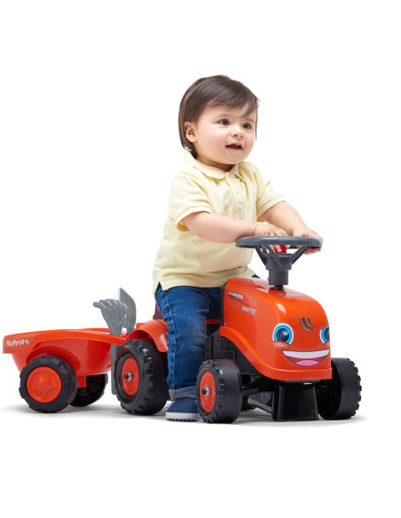 FALK Traktorek Baby Valtra Biały z Przyczepką + akc. od 1 roku