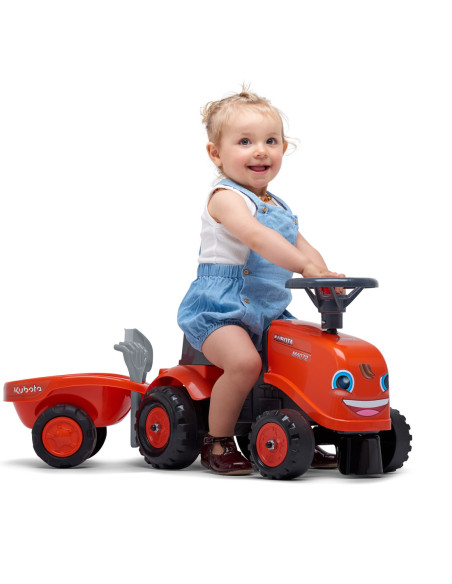 FALK Traktorek Baby Valtra Biały z Przyczepką + akc. od 1 roku