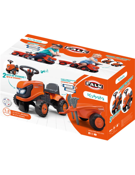 FALK Traktorek Baby Valtra Biały z Przyczepką + akc. od 1 roku