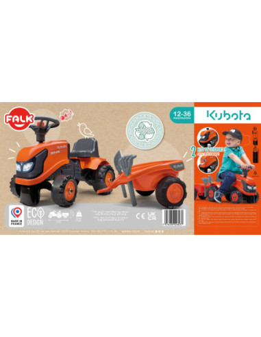 FALK Traktorek Baby Valtra Biały z Przyczepką + akc. od 1 roku