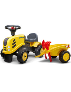 FALK Baby Komatsu Yellow Tractor with Trailer + Accessories from 1 year