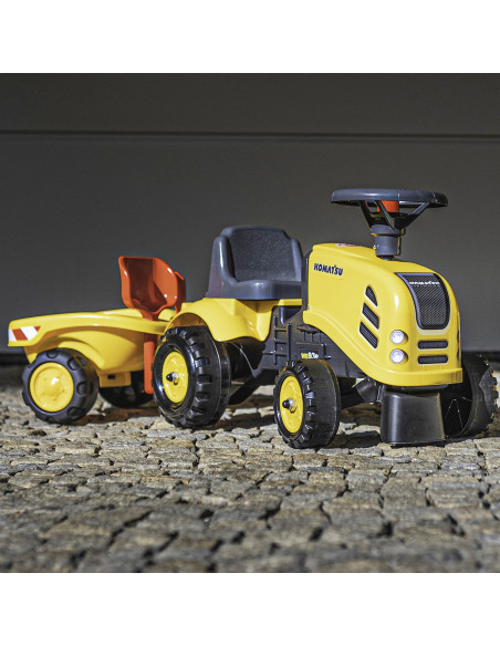 FALK Traktorek Baby Mac Cormick Żółty z Przyczepką + akc. od 1 roku