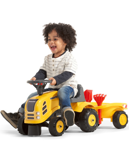 FALK Traktorek Baby Mac Cormick Żółty z Przyczepką + akc. od 1 roku