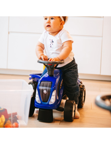 FALK Traktorek Baby Komatsu Żółty z Przyczepką + akc. od 1 roku