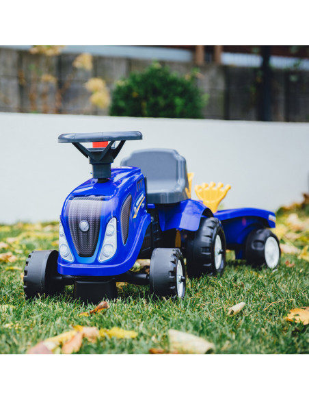 FALK Traktorek Baby Komatsu Żółty z Przyczepką + akc. od 1 roku