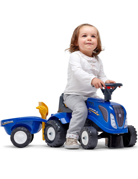 FALK Traktorek Baby Komatsu Żółty z Przyczepką + akc. od 1 roku