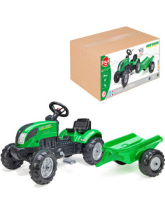 FALK Green Pedal Tractor + Trailer and Horn for ages 2+.