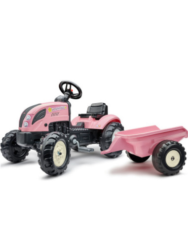 FALK Traktor Country Star Różowy na Pedały + Przyczepka i Klakson od 2 Lat.