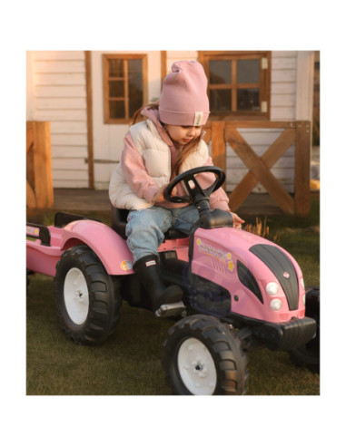 FALK Traktor Country Star Różowy na Pedały + Przyczepka i Klakson od 2 Lat.