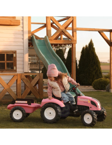 FALK Traktor Country Star Różowy na Pedały + Przyczepka i Klakson od 2 Lat.