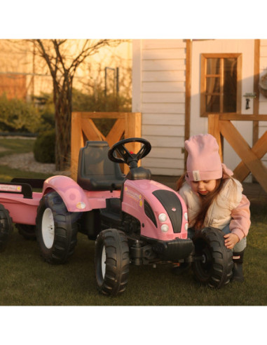 FALK Traktor Country Star Różowy na Pedały + Przyczepka i Klakson od 2 Lat.