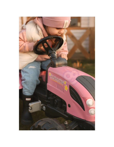 FALK Traktor Country Star Różowy na Pedały + Przyczepka i Klakson od 2 Lat.