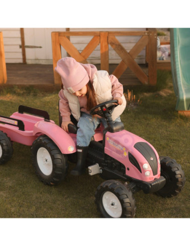FALK Traktor Country Star Różowy na Pedały + Przyczepka i Klakson od 2 Lat.