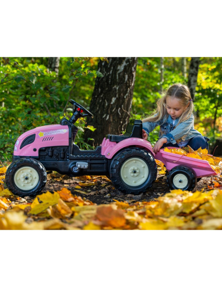 FALK Traktor Country Star Różowy na Pedały + Przyczepka i Klakson od 2 Lat.