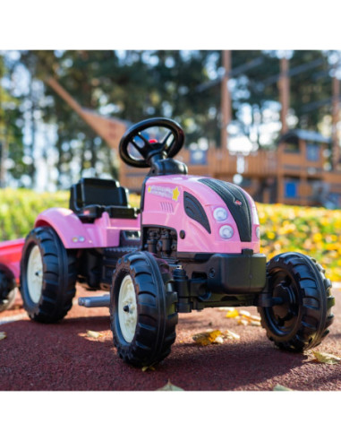 FALK Traktor Country Star Różowy na Pedały + Przyczepka i Klakson od 2 Lat.