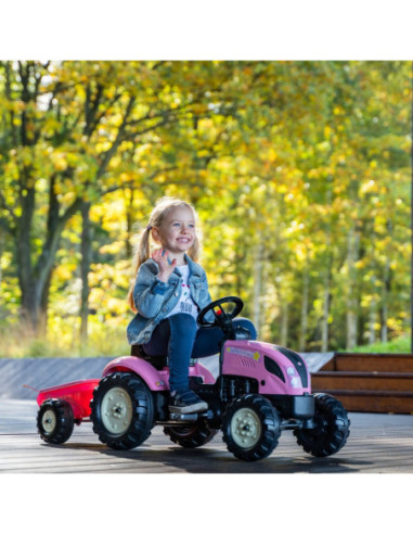 FALK Traktor Country Star Różowy na Pedały + Przyczepka i Klakson od 2 Lat.