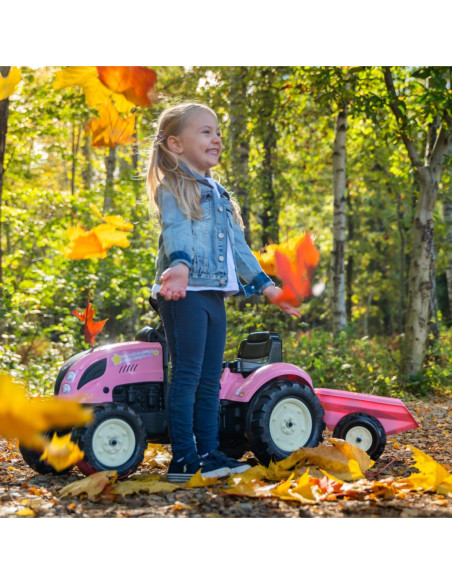 FALK Traktor Country Star Różowy na Pedały + Przyczepka i Klakson od 2 Lat.