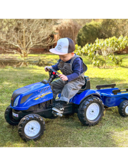 FALK Traktor na Pedały New Holland Duży z Przyczepką + Otwierana Maska od 2 lat