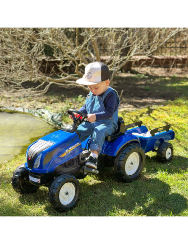 FALK Traktor na Pedały New Holland Duży z Przyczepką + Otwierana Maska od 2 lat