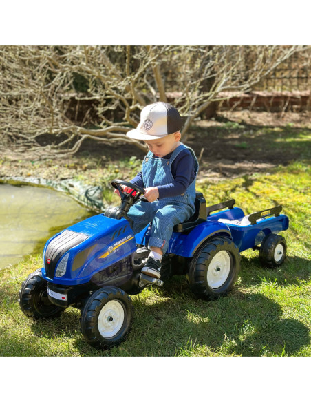 FALK Traktor na Pedały New Holland Duży z Przyczepką + Otwierana Maska od 2 lat