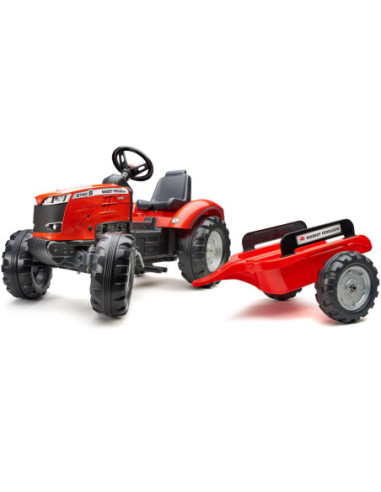 FALK Traktor Massey Ferguson Czerwony na Pedały z Przyczepką od 3 Lat