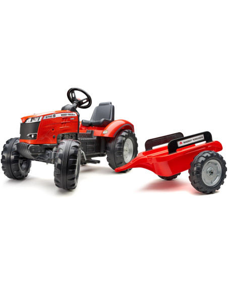 FALK Traktor Massey Ferguson Czerwony na Pedały z Przyczepką od 3 Lat